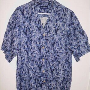 Vintage Siegfried Button Up Shirt Linen-Blend Short Sleeve Blue M Men Hong Kong